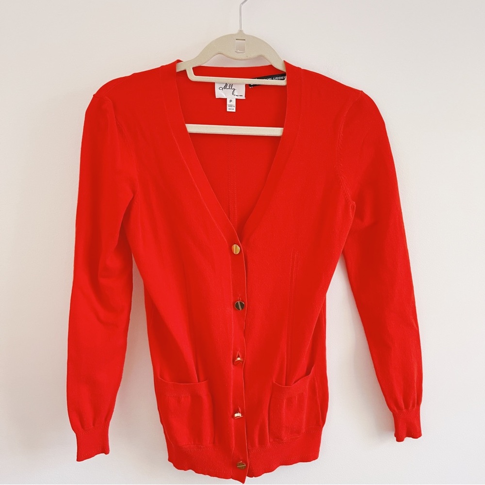 Milly for Bergdorf Goodman Red-Orange Cardigan - small